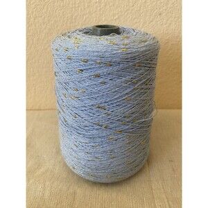 Fancy Cone Yarn Cotton Blend Blue Gold Slub Thread Needlework 630g  #551